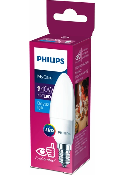 PHILIPS LED 40W MUM AMPUL BEYAZ IŞIK E14 İNCE DUYLU