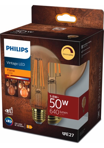 FILAMENT 50W GOLD AMBER GLOBE G95 DİMLENEBİLİR AMPUL SARI IŞIK