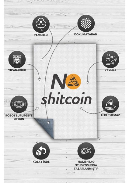 No Shitcoin Dokuma Tabanlı Yıkanabilir Trader Halısı