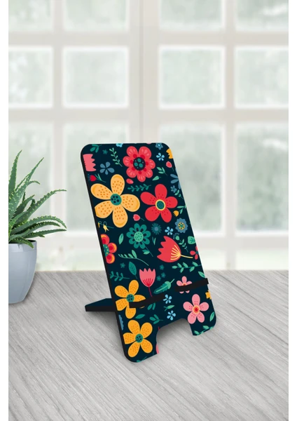 Yr Flowers Telefon & Tablet Tutacağı Ahşap Masaüstü Standı