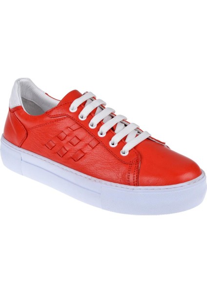Hakiki Deri Günlük Kadın Ayakkabı PLM-34101 Kırmızı