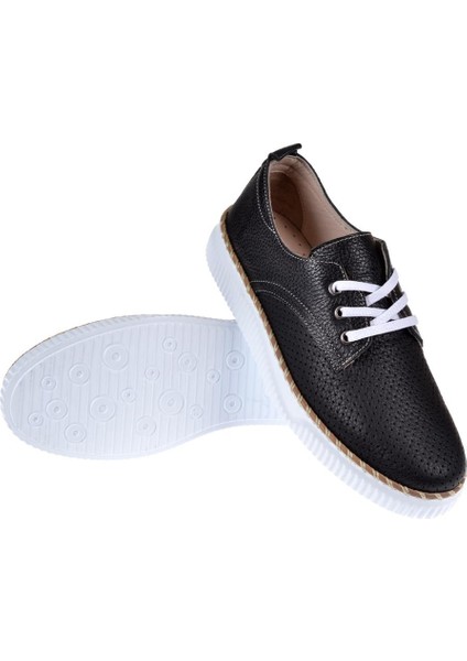 Hakiki Deri Delikli Kadın Ayakkabı Mx-Es 01 Siyah indirimleri