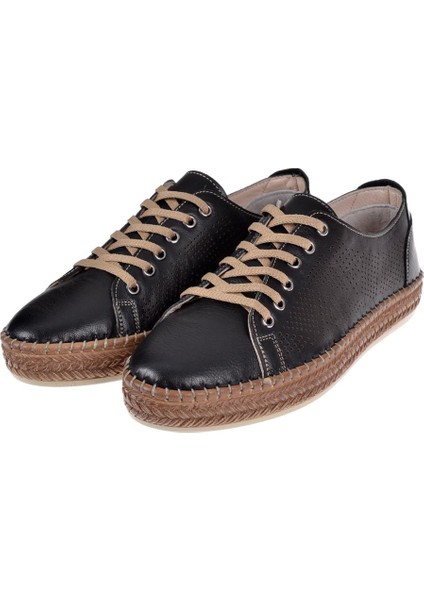 Maximino Hakiki Deri Delikli Kadın Ayakkabı MX-01 SİYAH fırsatları