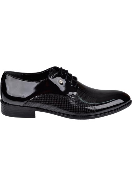 Bağcıklı Klasik Erkek Ayakkabı PLM-572 Siyah Rugan