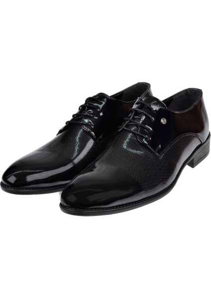Bağcıklı Klasik Erkek Ayakkabı PLM-572 Siyah Rugan