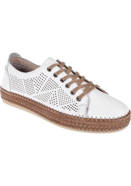 Maximino Hakiki Deri Delikli Kadın Ayakkabı MX-01 BEYAZ