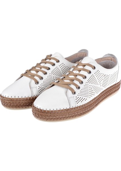 Maximino Hakiki Deri Delikli Kadın Ayakkabı MX-01 BEYAZ fırsatları