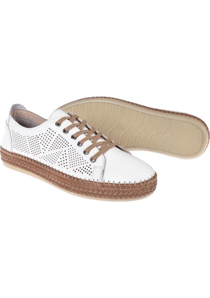 Maximino Hakiki Deri Delikli Kadın Ayakkabı MX-01 BEYAZ indirimleri