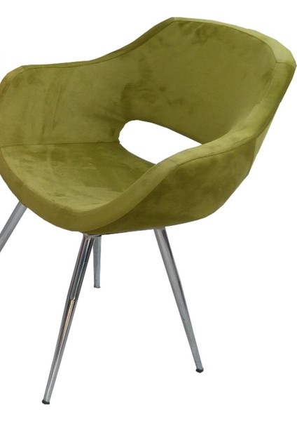 Sandalye ST Monaco Metal nikelaj ayak Dökme Sünger Baby face Kumaş Yeşil El Yapım