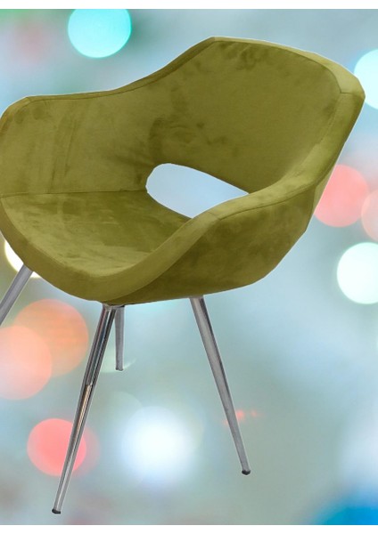 Sandalye ST Monaco Metal nikelaj ayak Dökme Sünger Baby face Kumaş Yeşil El Yapım fiyatları