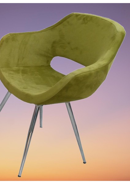 Sandalye ST Monaco Metal nikelaj ayak Dökme Sünger Baby face Kumaş Yeşil El Yapım fırsatları