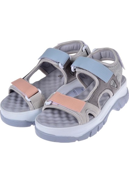 Cırtlı Comfort Kadın Sandalet SMS-4740 Gri Multi