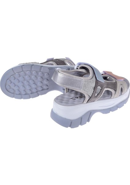 Cırtlı Comfort Kadın Sandalet SMS-4740 Gri Multi