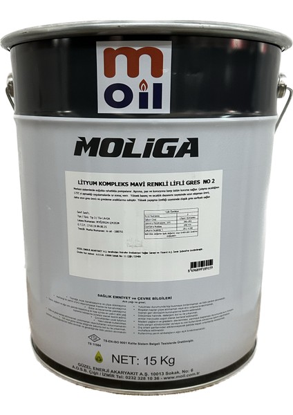 Moliga Lityum Kompleks (Mavi Renkli-Lifli Gres)  15 kg