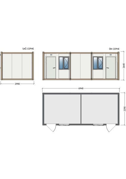 Sandviç Panel Konteyner -K2001 3x7 Metre