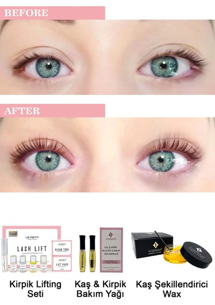 Kirpik Lifting Seti, Lash Lift & Kaş & Kirpik Bakım Yağı Kompleksi ve Kaş Şekillendirici Wax