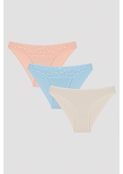 Kh Brazilian Cloud Lacy Detailed 3lü Slip
