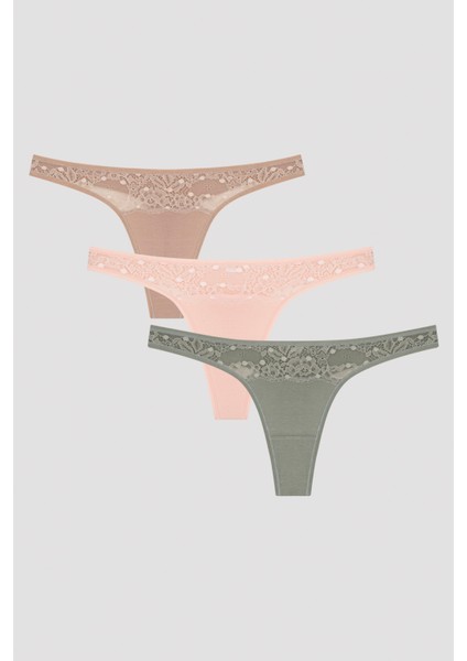 Fresh Spring Lacy Detailed 3lü Tanga