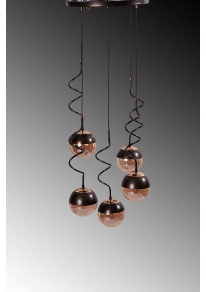 Stella 5 Li Gold-Eskitme Metal Gövde Bal Camlı Tasarım Lüx Sarkıt Avize modelleri