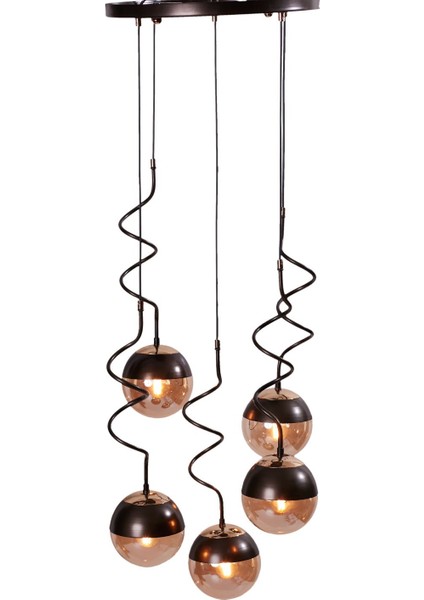 Stella 5 Li Gold-Eskitme Metal Gövde Bal Camlı Tasarım Lüx Sarkıt Avize fırsatları