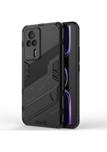 Xiaomi Redmi K60E Matrix Serisi Armor Standlı Perfect Koruma Kılıf - Siyah AL3416