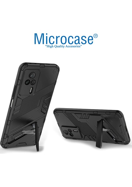 Xiaomi Redmi K60E Matrix Serisi Armor Standlı Perfect Koruma Kılıf - Siyah AL3416
