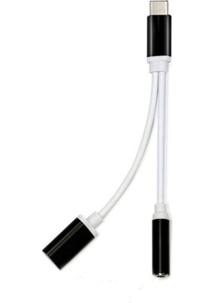 Type-C USB C 2in1 Şarj + Kulaklık Dönüştürücü 3.5 mm Jack Adaptör