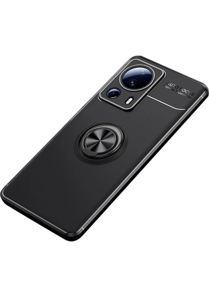 Xiaomi 13 Lite / Civi2 (Global) Focus Serisi Yüzük Standlı Silikon Kılıf - Siyah AL3363