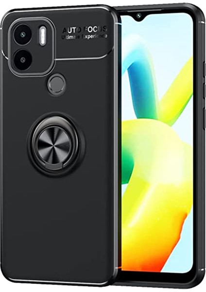 Xiaomi Poco C50/REDMI A1 Plus Focus Serisi Yüzük Standlı Silikon Kılıf - Siyah AL3363