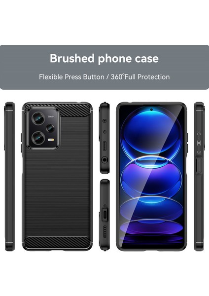 Xiaomi Poco X5 Pro 5g Brushed Carbon Fiber Silikon Kılıf - Siyah AL3332