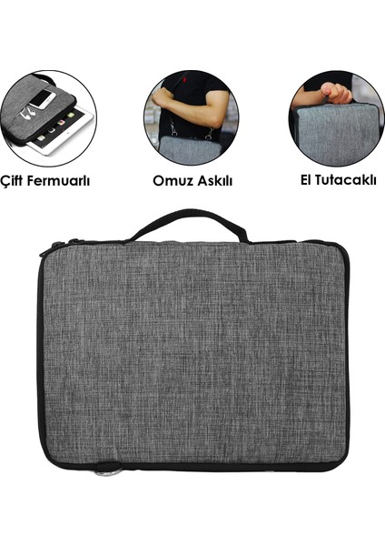Tcl Nxtpaper 10S Tablet Için Omuz Askılı ve El Tutacaklı Universal Sleeve Taşıma Çantası -AL3068