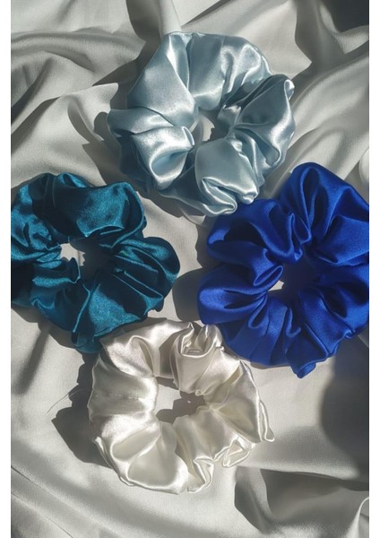 Kadın Lastikli Simit Saten Scrunchie Saç Toka Seti