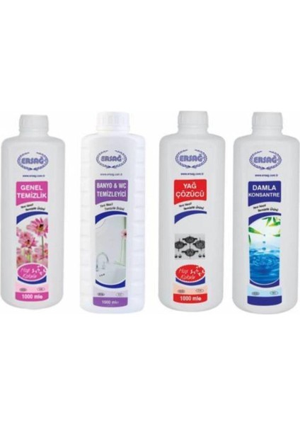 Damla Konsantre 1000ML Yağ Çözücü 1000 ml Genel Temizlik 1000 ml Banyo Wc Temizleyici 1000 ml