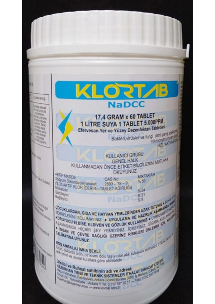 Klortab Nadcc 17,4 gr x 60 Tablet