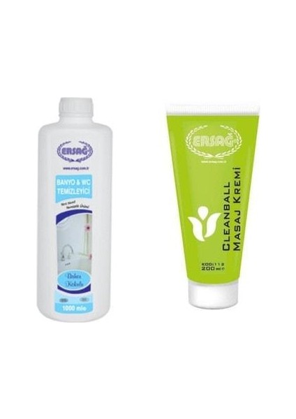 200 ml Cleanball Masaj Kremi + Bahar Kokulu Banyo Wc Temizleyici 1000 ml