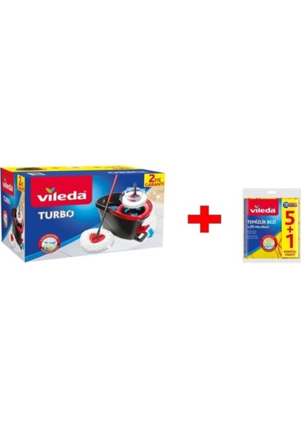 Turbo Pedallı Temizlik Seti + Temizlik Bezi Vileda Turbo