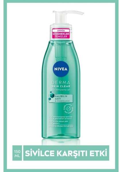 Derma Skin Clear Karşıtı Yüz Temizleme Jeli 150ML,SALISILIK Asit Arındırıcı