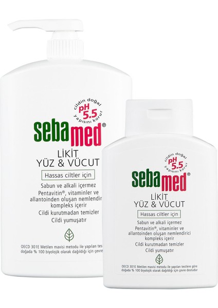 Yüz ve Vücut Temizleyici Likit 1000 ml + 200 ml