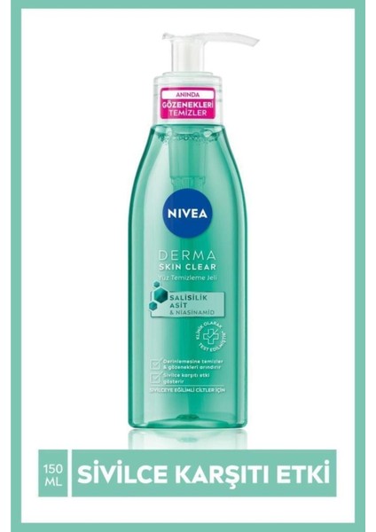 Derma Skin Clear Karşıtı Arındırıcı Yüz Temizleme JELI__150ML,SALISILIK Asit ....