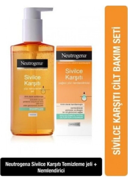Karşıtı Yağsız Yüz Temizleme Jeli 200 ml Karşıtı Yağsız Yüz Nemlendiricisi 50 ml
