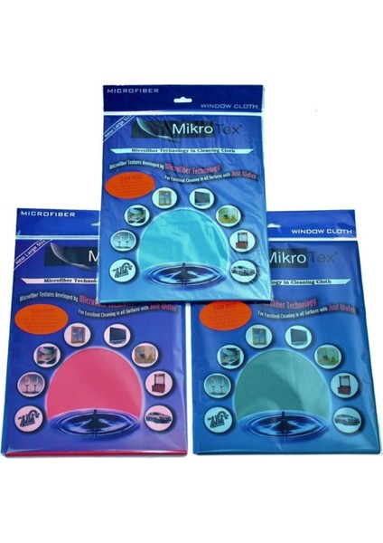 (9 Adet) Mikrofiber Cam Bezi ve Temizlik Bezi 40X50 Cm. Mavi - Pembe - Yeşi