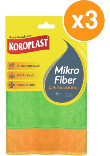 Mikrofiber Çok Amaçlı Bez 2li x 3 Pake