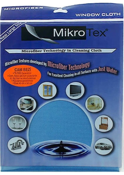 Mikrofiber Cam Bezi 4 Adet Mavi (EBAT:40X50