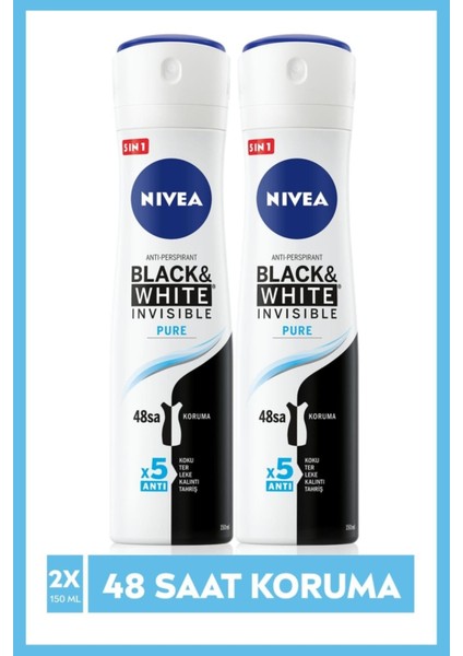 Invısıble Black& Pure Sprey Deodorant 150ML Kadın 2'li Avantaj Paketi