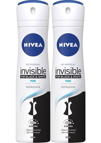 Invısıble Black& Pure Sprey Deodorant 150ML Kadın 2'li Avantaj Paketi fiyatları