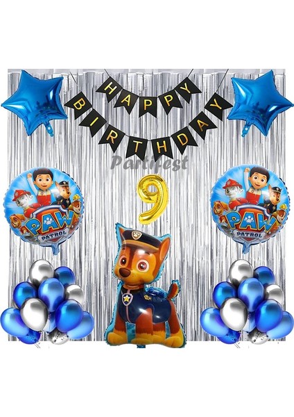 Paw Patrol Balon Seti Paw Petrol 9 Yaş Balon Seti Paw Patrol Doğum Günü Set Paw Patrol Chase