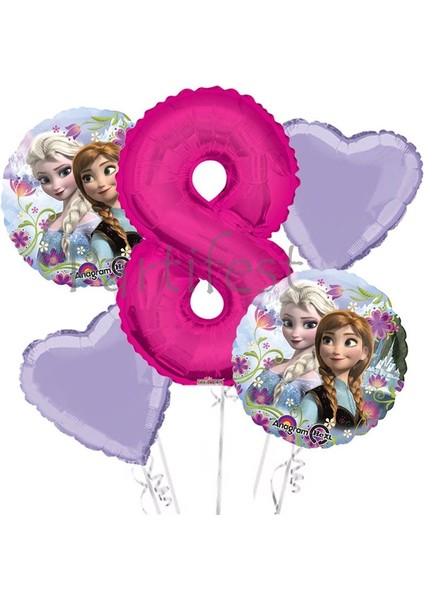 Frozen Balon Set Karlar Ülkesi Folyo Balon Set Konsept Doğum Günü Set 8 Yaş Balon