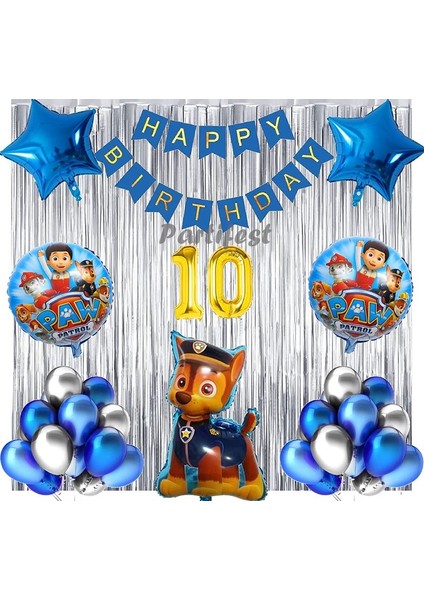 Paw Patrol Balon Seti Paw Petrol 10 Yaş Balon Seti Paw Patrol Doğum Günü Set Paw Patrol Chase
