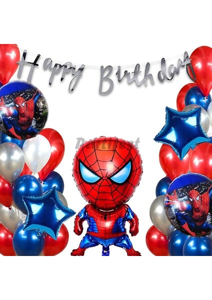 Spiderman Örümcek Adam Balon Set Balon Folyo Set Spiderman Konsept Doğum Günü Set Yaş Balon