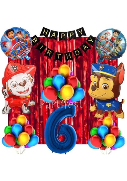 Paw Patrol 6 Yaş Balon Seti Paw Patrol Doğum Günü Set Paw Patrol Marshlall Chase
